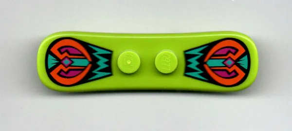 Minifigure, Utensil Snowboard Small with Black, Dark Turquoise, Orange and Magenta Decoration Pattern (BAM)