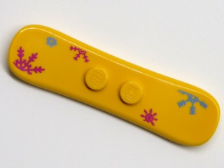 Minifigure, Utensil Snowboard Small with Dark Azure and Magenta Snowflakes Pattern (BAM)
