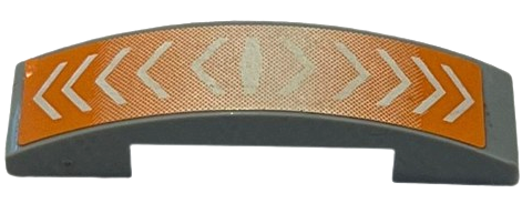 Slope, Curved 4 x 1 x 2/3 Double with White Arrows on Orange Background Pattern (Sticker) - Set 6868