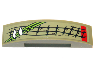Slope, Curved 4 x 1 x 2/3 Double with Scales, Vines and Teeth Pattern Model Right Side (Sticker) - Set 70001
