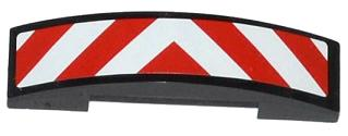 Slope, Curved 4 x 1 x 2/3 Double with Red and White Danger Stripes Thick Pattern (Sticker) - Set 60019 / 60020