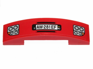 Slope, Curved 4 x 1 x 2/3 Double with Headlights and 'AW-281 EF' Pattern (Sticker) - Set 30191