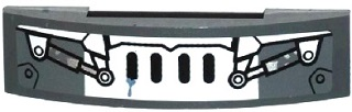 Slope, Curved 4 x 1 x 2/3 Double with Grille and 2 Hydraulic Cylinders Pattern (Sticker) - Set 70223