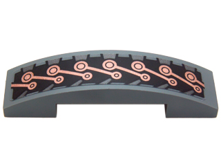Slope, Curved 4 x 1 x 2/3 Double with Copper Mechanical Links Pattern (Sticker) - Set 70226