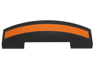 Slope, Curved 4 x 1 x 2/3 Double with Orange Stripe on Black Background Pattern (Sticker) - Set 75102