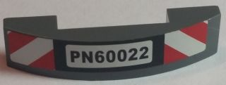 Slope, Curved 4 x 1 x 2/3 Double with 'PN60022' and Red and White Danger Stripes Pattern (Sticker) - Set 60022