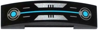 Slope, Curved 4 x 1 x 2/3 Double with Silver and Medium Azure Circuitry Pattern (Sticker) - Set 70173