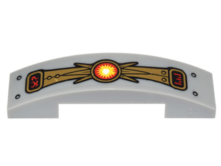 Slope, Curved 4 x 1 x 2/3 Double with Gold Panels, Red Markings, Yellow Energy Orb Pattern (Sticker) - Set 70146