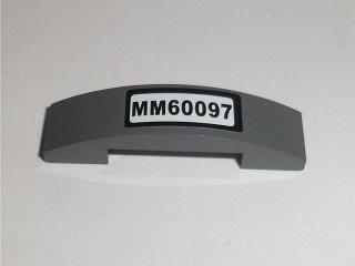 Slope, Curved 4 x 1 x 2/3 Double with 'MM60097' Pattern (Sticker) - Set 60097