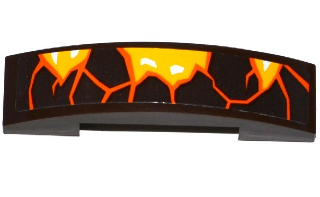 Slope, Curved 4 x 1 x 2/3 Double with Orange Cracks and Lava Pattern Model Left Side (Sticker) - Set 70321