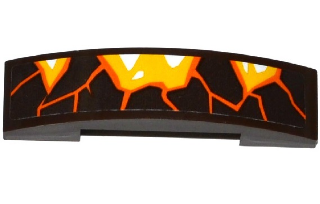 Slope, Curved 4 x 1 x 2/3 Double with Orange Cracks and Lava Pattern Model Right Side (Sticker) - Set 70321