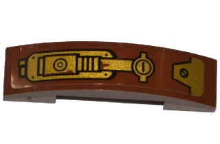 Slope, Curved 4 x 1 x 2/3 Double with Gold Hydraulic Cylinder Pattern Model Right Side (Sticker) - Set 70738