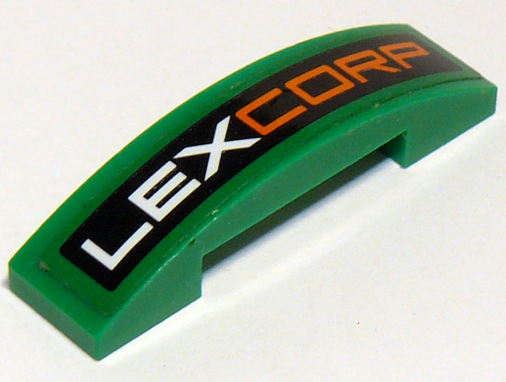 Slope, Curved 4 x 1 x 2/3 Double with 'LEXCORP' Pattern (Sticker) - Set 76045