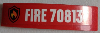 Slope, Curved 4 x 1 x 2/3 Double with Fire Logo Badge and 'FIRE 70813' Pattern (Sticker) - Set 70813