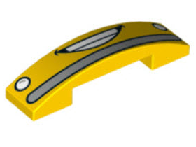 Slope, Curved 4 x 1 x 2/3 Double with Blinkers, Open Mouth Smile and Bumper Pattern (Cars Luigi)