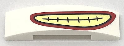 Slope, Curved 4 x 1 x 2/3 Double with Red and Yellow Smile Pattern