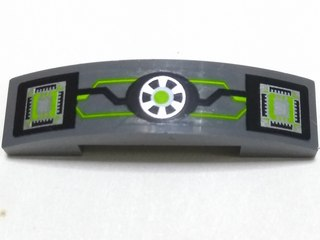Slope, Curved 4 x 1 x 2/3 Double with Lime, Silver and Black Circuitry, Microchips and Transformer Pattern (Sticker) - Set 70165