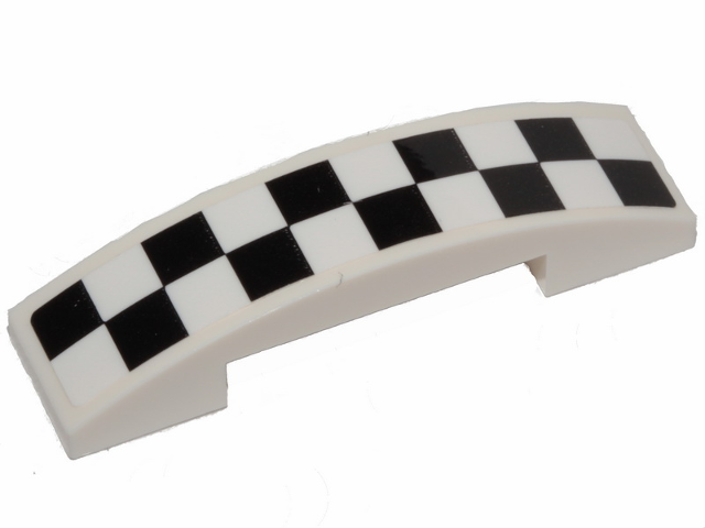 Slope, Curved 4 x 1 x 2/3 Double with Black and White Checkered Pattern (Sticker) - Set 31094