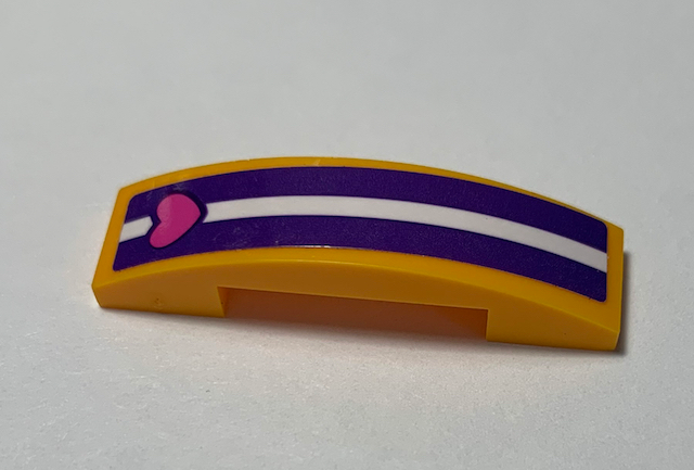 Slope, Curved 4 x 1 x 2/3 Double with Dark Purple and White Stripes and Heart Pattern (Sticker) - Set 41320