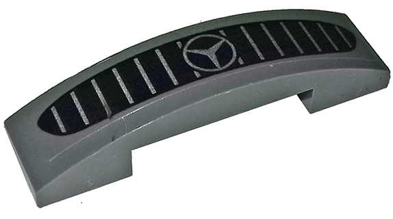 Slope, Curved 4 x 1 x 2/3 Double with Mercedes-Benz Logo on Silver and Black Car Grille Pattern (Sticker) - Set 75877