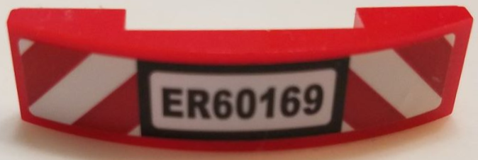Slope, Curved 4 x 1 x 2/3 Double with 'ER60169' and Red and White Danger Stripes Pattern (Sticker) - Set 60169