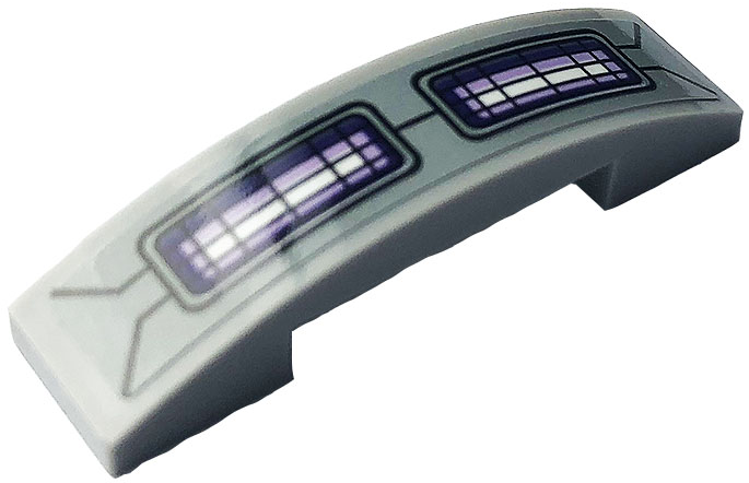 Slope, Curved 4 x 1 x 2/3 Double with White and Purple Grilles and Black Lines Pattern (Sticker) - Set 76084