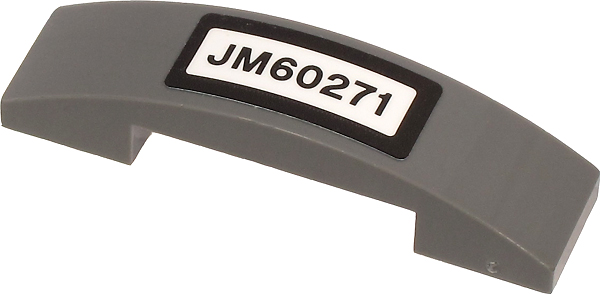 Slope, Curved 4 x 1 x 2/3 Double with 'JM60271' Pattern (Sticker) - Set 60271