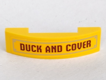 Slope, Curved 4 x 1 x 2/3 Double with 'DUCK AND COVER' Pattern (Sticker) - Set 70909