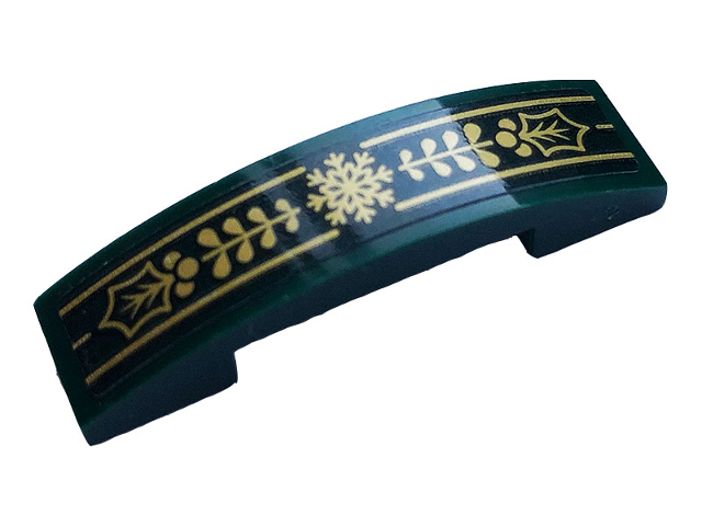 Slope, Curved 4 x 1 x 2/3 Double with Gold Stripes, Snowflake and Leaves Pattern (Sticker) - Set 40410