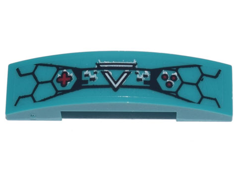 Slope, Curved 4 x 1 x 2/3 Double with Ninjago Prime Empire Logo, Black Hexagons and Red Video Game Controller Buttons Pattern (Sticker) - Set 71741