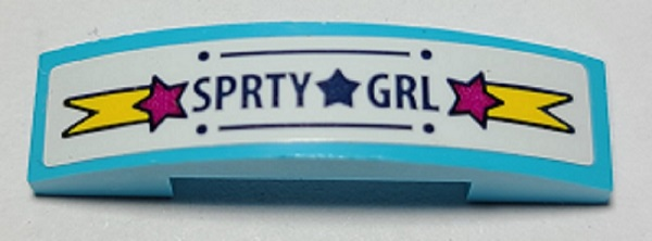 Slope, Curved 4 x 1 x 2/3 Double with Stars and 'SPRTY GRL' Pattern (Sticker) - Set 41364