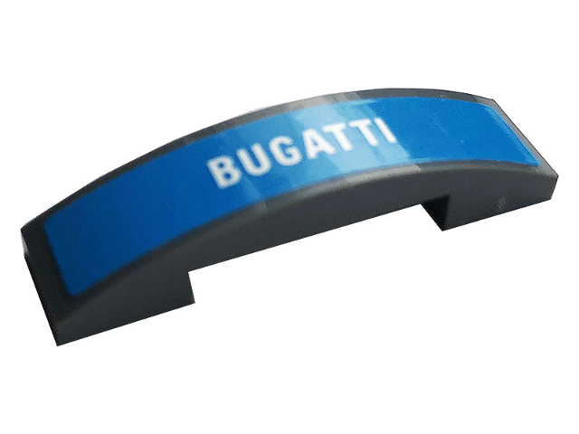 Slope, Curved 4 x 1 x 2/3 Double with White 'BUGATTI' Pattern (Sticker) - Set 42083