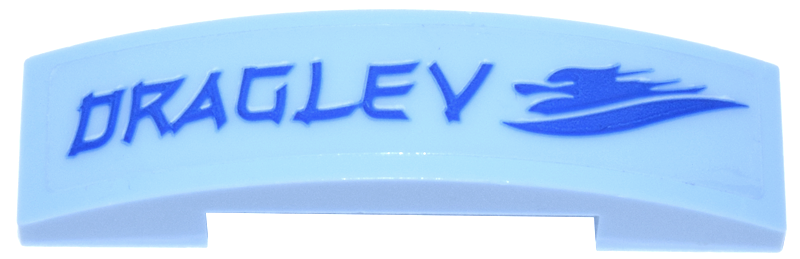 Slope, Curved 4 x 1 x 2/3 Double with Blue 'DRAGLEV' and Symbol Pattern (Sticker) - Set 70657