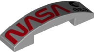 Slope, Curved 4 x 1 x 2/3 Double with Red 'NASA' and Black 'esa' Logo on Metallic Silver Background Pattern