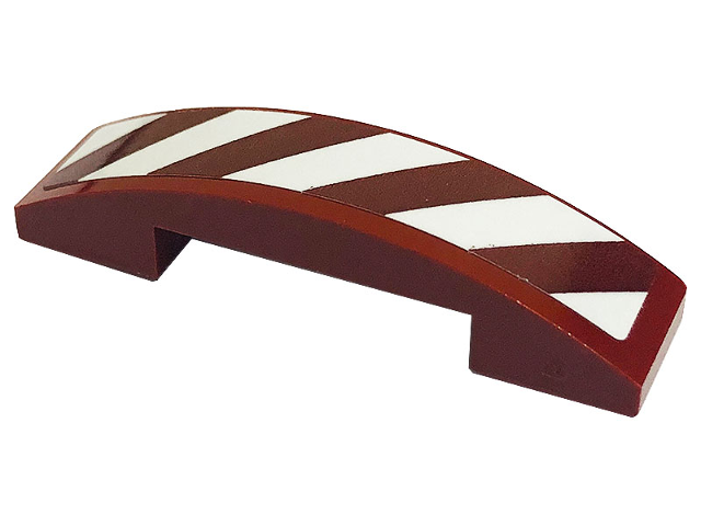 Slope, Curved 4 x 1 x 2/3 Double with Dark Red and White Danger Stripes Pattern (Sticker) - Set 60316