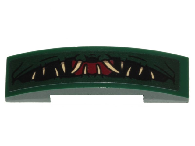 Slope, Curved 4 x 1 x 2/3 Double with Black Mouth, Red Tongue and Tan Teeth Pattern (Sticker) - Set 76207