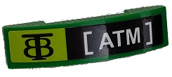 Slope, Curved 4 x 1 x 2/3 Double with White 'ATM' on Black and Lime Background Pattern (Sticker) - Set 80011