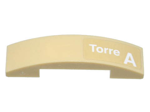 Slope, Curved 4 x 1 x 2/3 Double with White 'Torre A' Pattern Model Left Side (Sticker) - Set 10299
