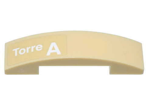 Slope, Curved 4 x 1 x 2/3 Double with White 'Torre A' Pattern Model Right Side (Sticker) - Set 10299