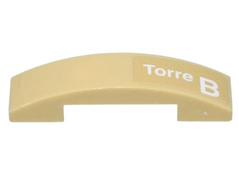 Slope, Curved 4 x 1 x 2/3 Double with White 'Torre B' Pattern Model Left Side (Sticker) - Set 10299