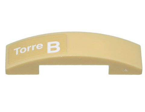 Slope, Curved 4 x 1 x 2/3 Double with White 'Torre B' Pattern Model Right Side (Sticker) - Set 10299