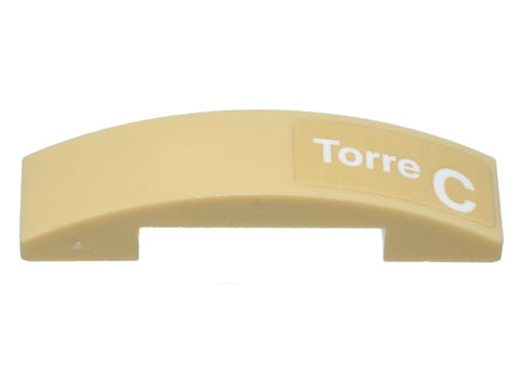 Slope, Curved 4 x 1 x 2/3 Double with White 'Torre C' Pattern Model Left Side (Sticker) - Set 10299