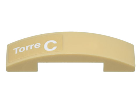 Slope, Curved 4 x 1 x 2/3 Double with White 'Torre C' Pattern Model Right Side (Sticker) - Set 10299