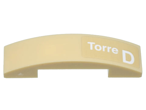 Slope, Curved 4 x 1 x 2/3 Double with White 'Torre D' Pattern Model Left Side (Sticker) - Set 10299