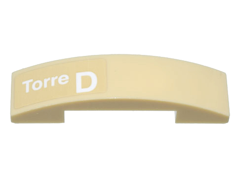 Slope, Curved 4 x 1 x 2/3 Double with White 'Torre D' Pattern Model Right Side (Sticker) - Set 10299