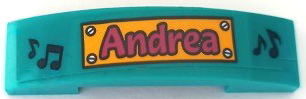 Slope, Curved 4 x 1 x 2/3 Double with Music Notes and Magenta 'Andrea' on Bright Light Orange Sign Pattern (Sticker) - Set 41390