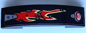 Slope, Curved 4 x 1 x 2/3 Double with Taillight, Bright Light Yellow and Red Flames Pattern Model Left Side (Sticker) - Set 70421