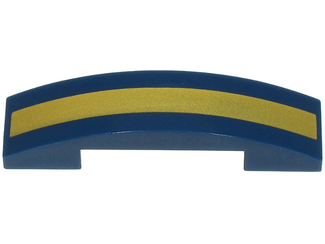 Slope, Curved 4 x 1 x 2/3 Double with Gold Thick Stripe Pattern