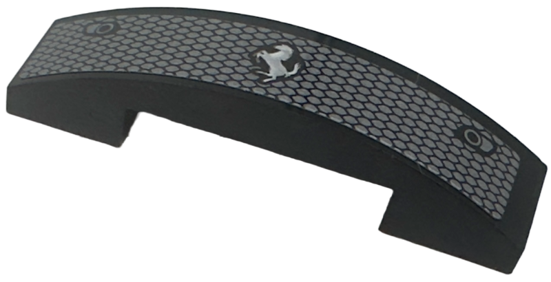 Slope, Curved 4 x 1 x 2/3 Double with Silver Ferrari Logo on Dark Silver Grille Pattern (Sticker) - Set 76914