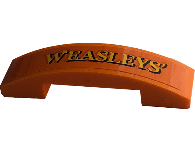 Slope, Curved 4 x 1 x 2/3 Double with Black and Yellow 'WEASLEYS'' Pattern (Sticker) - Set 76422